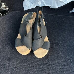 Womens black and Cork wedges size 7